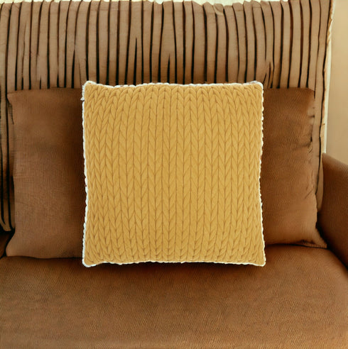 Mustard Yellow Chunky Braid Throw Pillow